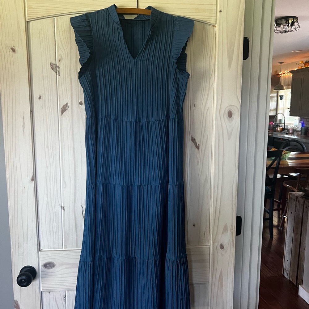 Emery Rose Blue Pleated Dress